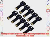 Litop? Pack of 10 Black 2GB Metal Key Shape USB Flash Drive USB 2.0 Memory Disk With 10 Protective