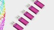 Litop Pack of 5 Hot Pink 8GB Metal Body USB Flash Drive USB 2.0 Memory Disk Multipack with