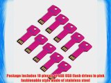 Litop? Pack of 10 Hot Pink 4GB Metal Key Shape USB Flash Drive USB 2.0 Memory Disk With 10