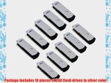 Litop 1GB Pack of 10 Silver Color Digital Data Storage Traveler USB 2.0 Flash Drive Swivel