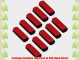 Litop 2GB Pack of 10 Red Digital Data Storage Traveler USB 2.0 Flash Drive Swivel Design with