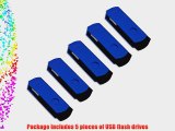 Litop 2GB Pack of 5 Blue Digital Data Storage Traveler USB 2.0 Flash Drive Swivel Design with