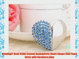 Newdigi? Real 64GB Crystal Asymmetric Heart Shape USB Flash Drive with Necklaceblue