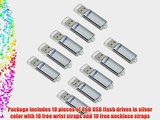 Litop Pack of 10 Silver Color 8GB Metal Body USB Flash Drive USB 2.0 Memory Disk Multipack