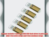 Litop Pack of 5 Gold Color 8GB Metal Body USB Flash Drive USB 2.0 Memory Disk Multipack with