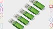 Litop Pack of 5 Green 4GB Metal Body USB Flash Drive USB 2.0 Memory Disk Multipack with 5 Free