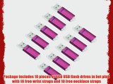 Litop Pack of 10 Hot Pink 8GB Metal Body USB Flash Drive USB 2.0 Memory Disk Multipack with