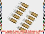 Litop Pack of 10 Gold Color 2GB Metal Body USB Flash Drive USB 2.0 Memory Disk Multipack with
