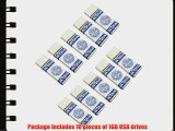 Litop 1 GB Pack of 10-White With Blue Pattern USB 2.0 Flash Drive for Data Storage and Transfer