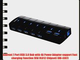 Sabrent 7 Port USB 3.0 Hub with 4A Power Adapter support Fast charging Function [VIA VL812