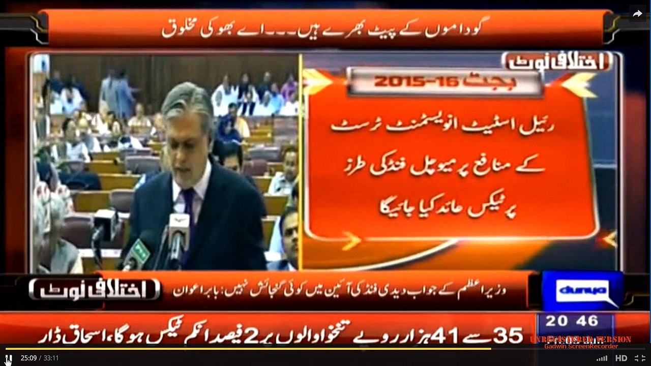 Absolutely Non Professional Presentation of Budget by Ishaq Dar