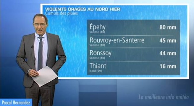Violents orages et chutes de grêle dans le Nord vendredi
