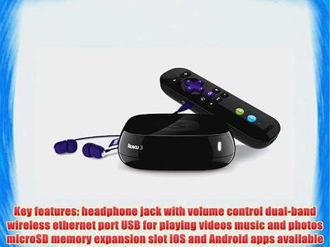 Roku 3 Streaming Media Player with Motion Remote HDMI Cable $10 Movie/TV Credit