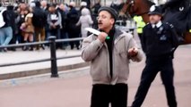 Police taser man outside Buckingham Palace