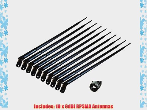 Super Power Supply? 10 x 9dBi 2.4GHz 5GHz Dual Band WiFi RP-SMA Antenna for Routers Linksys