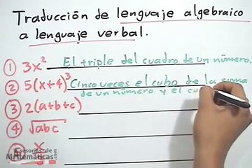 Traducción de lenguaje algebraico a lenguaje verbal