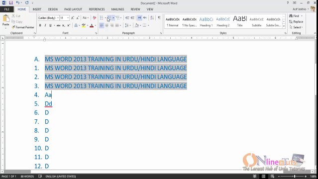 MS Word 2013 Tutorial in Urdu/Hindi (Part-04)