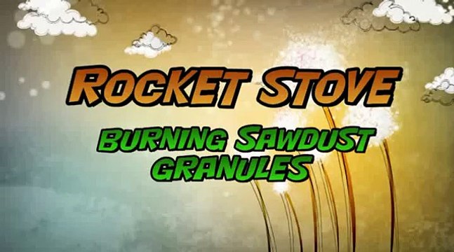 DIY gravity feed rocket stove - burning wood pellets (sawdust granules)