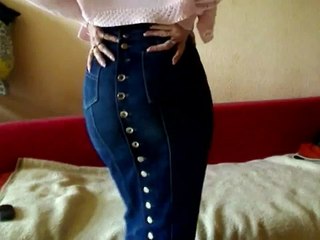 Denim extreme Hobble Skirt デニムスカート 데님 스커트 牛仔裙
