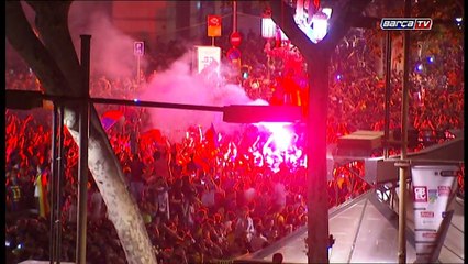 Champions League celebrations in Barcelona city center