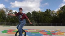 Riding a Unicycle and Fixie (Fixed Gear Bicycle) Backwards