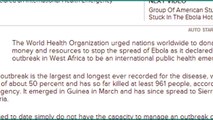 WHO Declares W.Africa Ebola Outbreak An 'International Public Health Emergency'