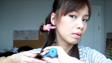 Melissa : How to curl hair without heat (with Daiso hair roll)