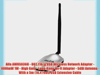 Alfa AWUS036H - 802.11b/g USB Wireless Network Adapter - 1000mW 1W - High Gain - Long-Rang