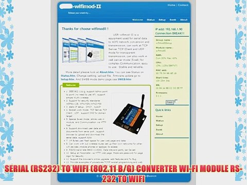 SERIAL (RS232) TO WIFI (802.11 B/G) CONVERTER WI-FI MODULE RS-232 TO WIFI