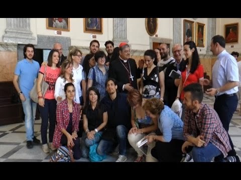 Napoli - Gli studenti festeggiano il compleanno del cardinale Sepe (03.06.15)