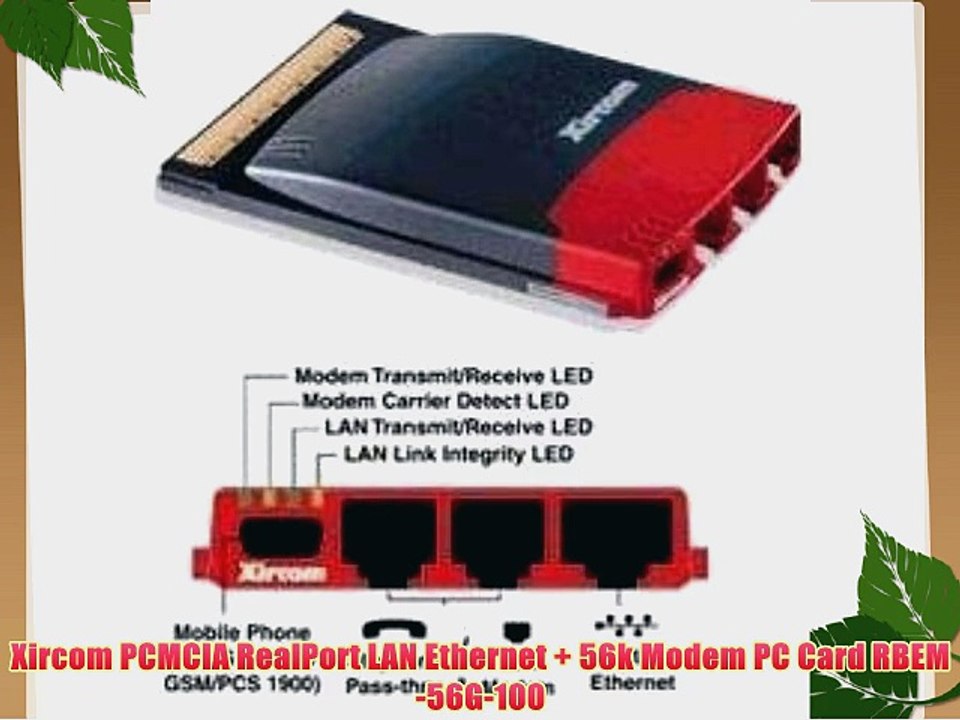 Xircom PCMCIA RealPort LAN Ethernet 56k Modem PC Card RBEM-56G-100 ...