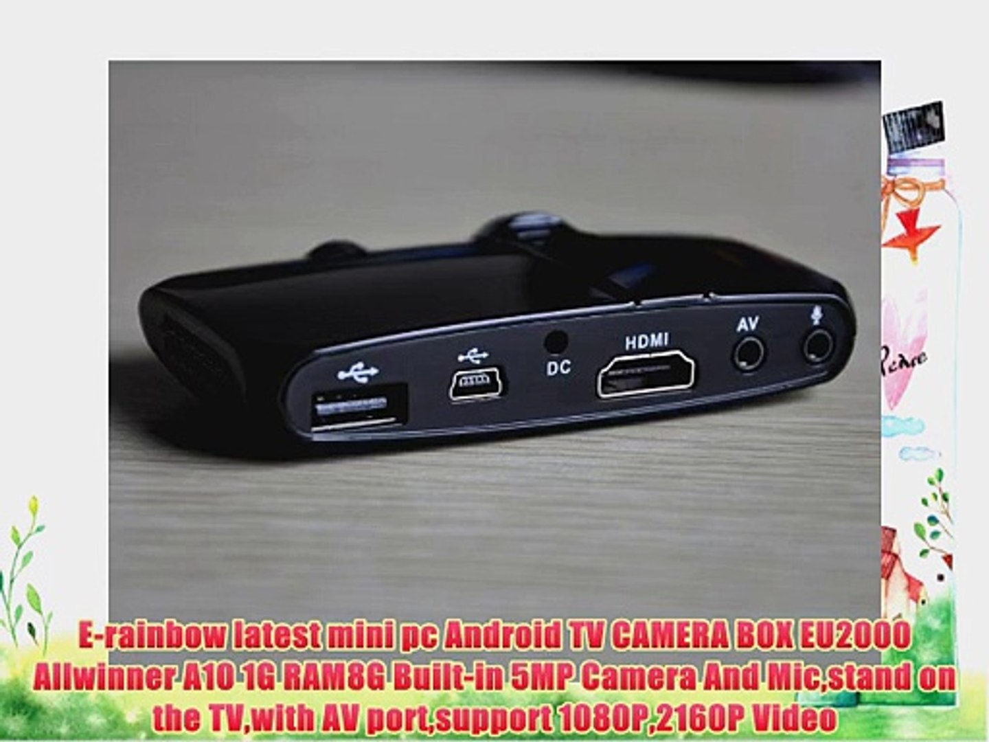 E-rainbow latest mini pc Android TV CAMERA BOX EU2000 Allwinner A10 1G  RAM8G Built-in 5MP Camera - video Dailymotion
