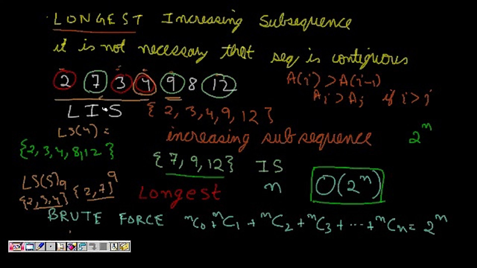 Programming Interview: Longest Increasing Sub-sequence (Dynamic Programming)