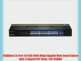 TRENDnet 24-Port 10/100/1000 Mbps Gigabit Web Smart Switch with 4 Shared SFP Slots TEG-240WS