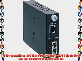 TRENDnet Intelligent 1000Base-T to 1000Base-LX/SX Single Mode SC Fiber Converter (20KM 12.4Miles)