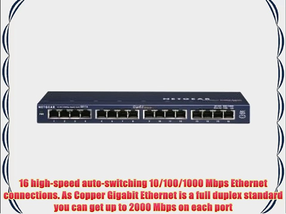 Netgear GS116NA 16 Port 101001000MBPS Wall Mount Gigabit Switch