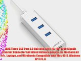 JANX Three USB Port 3.0 Hub with RJ45 10/100/1000 Gigabit Ethernet Connector LAN Wired Network