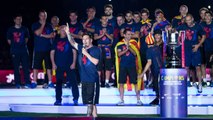 Els parlaments dels jugadors a la festa del triplet