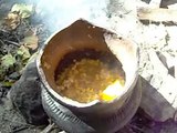 Cooking in a clay pot at Plimoth Plantation