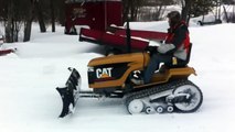 Mini Cat Challenger Tractor snow plowing
