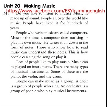 Listening Practice Through Dictation 1 -Unit 20 Making Music (Repeat 10 times)