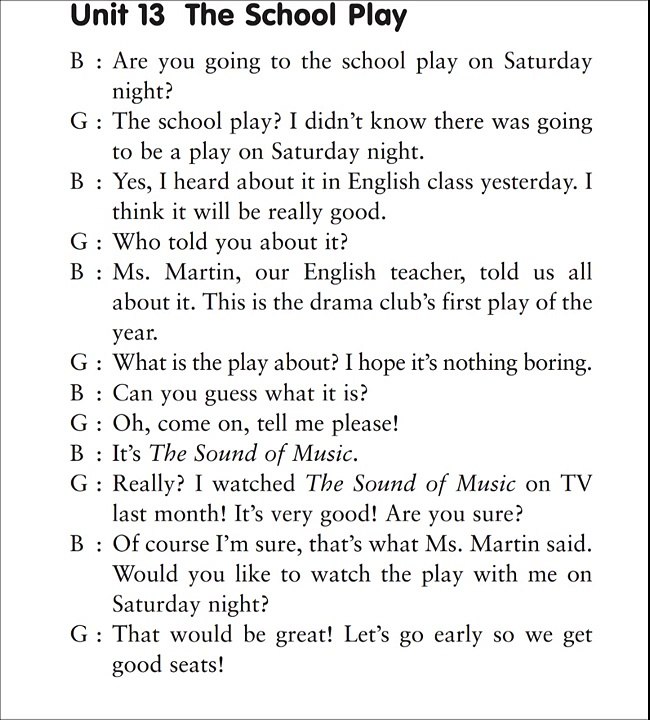 Listening Practice Through Dictation 1 - Unit 13 the school play  (Repeat 10 times)