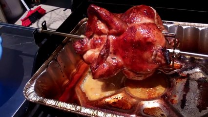 Caribbean Rotisserie Chicken On The Grill.