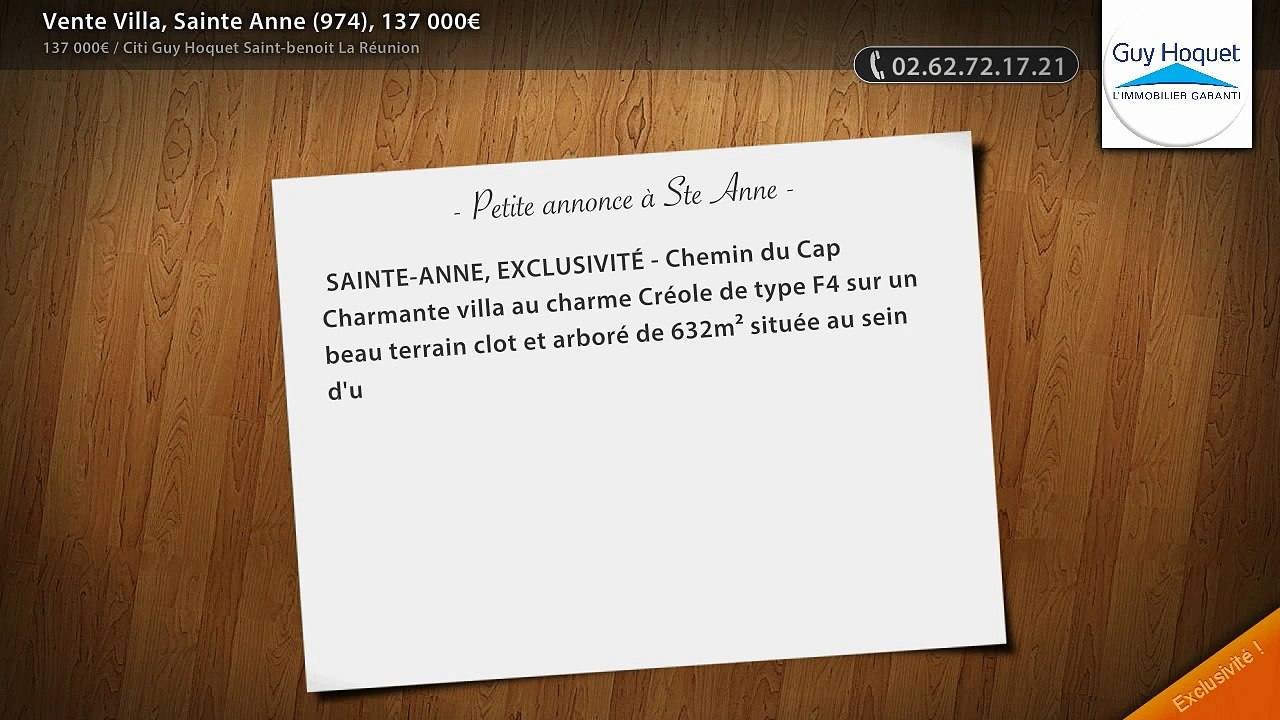 Vente Villa, Sainte Anne (974), 137 000€