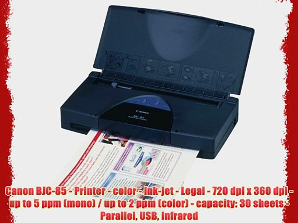 Canon BJC-85 - Printer - color - ink-jet - Legal - 720 dpi x 360 dpi - up  to 5 ppm (mono) / - video dailymotion