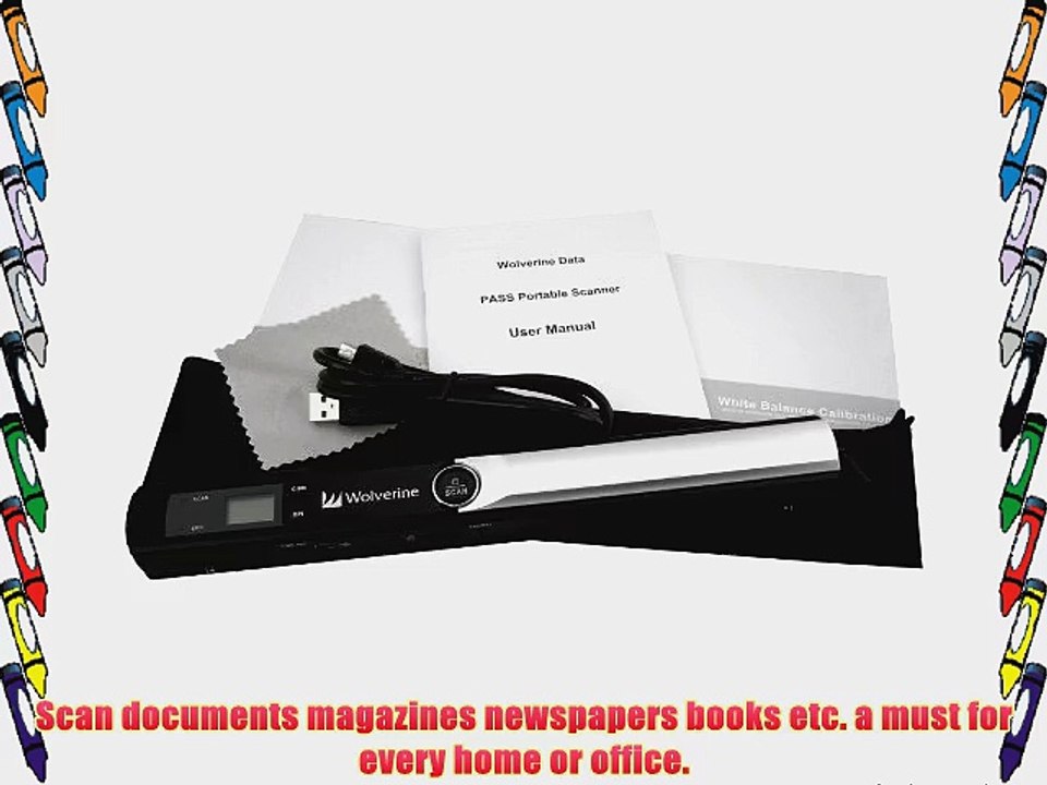 Wolverine PASS -100 Portable Battery Powered Hand Held Document Scanner