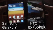 HTC Explorer vs Samsung Galaxy Y  indetail with Benchmark Test Cheap android phones Funny Game