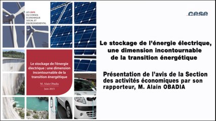 Le stockage de l’énergie électrique, une dimension incontournable de la transition énergétique - cese