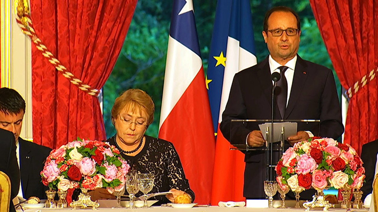Le toast lors du dîner à l'honneur de la présidente chilienne Michelle Bachelet