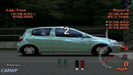 Gran Turismo 2 60 FPS B-1 Toyota Vitz F 1999 67 cv @ Partida, Aceleração & Frenagem 1